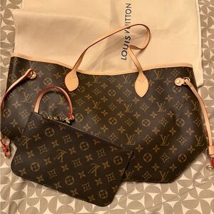 Brown Monogram Canvas Tote with Pouch